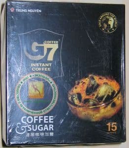 Trung Nguyen Coffee G7 2 in 1 - быстрорастворимый натуральный черный кофе с сахаром - 15 пакетиков в упаковке - 240 гр.